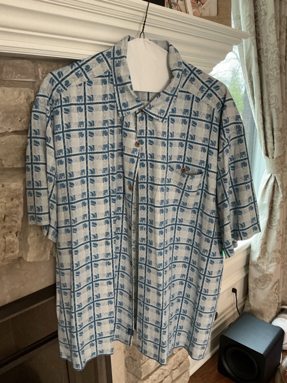 Tommy Bahama Light Blue Plaid Short-Sleeve Button-Down Shirt
